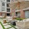 umbrella shaded seating areas in courtyard